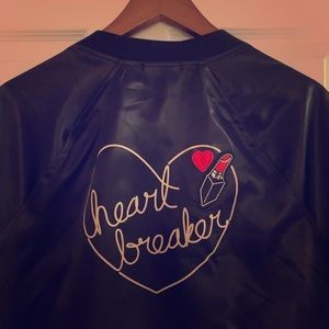NWT “Heart Breaker” Caviar Black Sateen Jacket